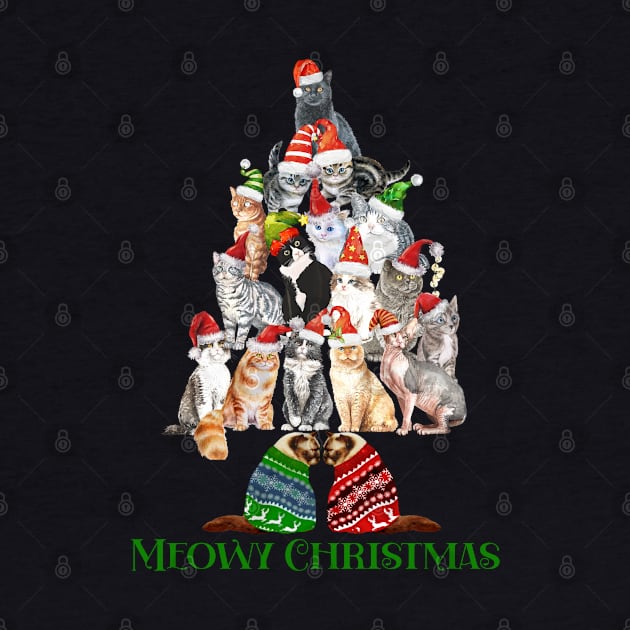 Cat Lover Meowy Christmas Tree by Harlems Gee